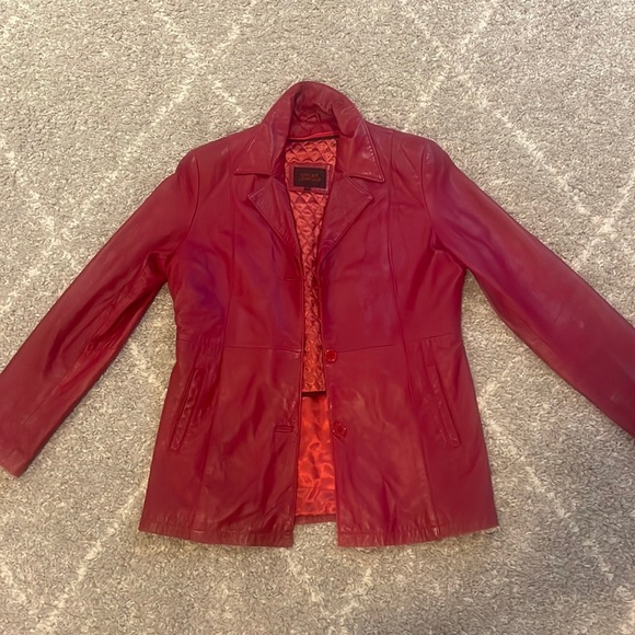 Red Genuine Leather Jacket - Oscar Leopold - Picture 1 of 10